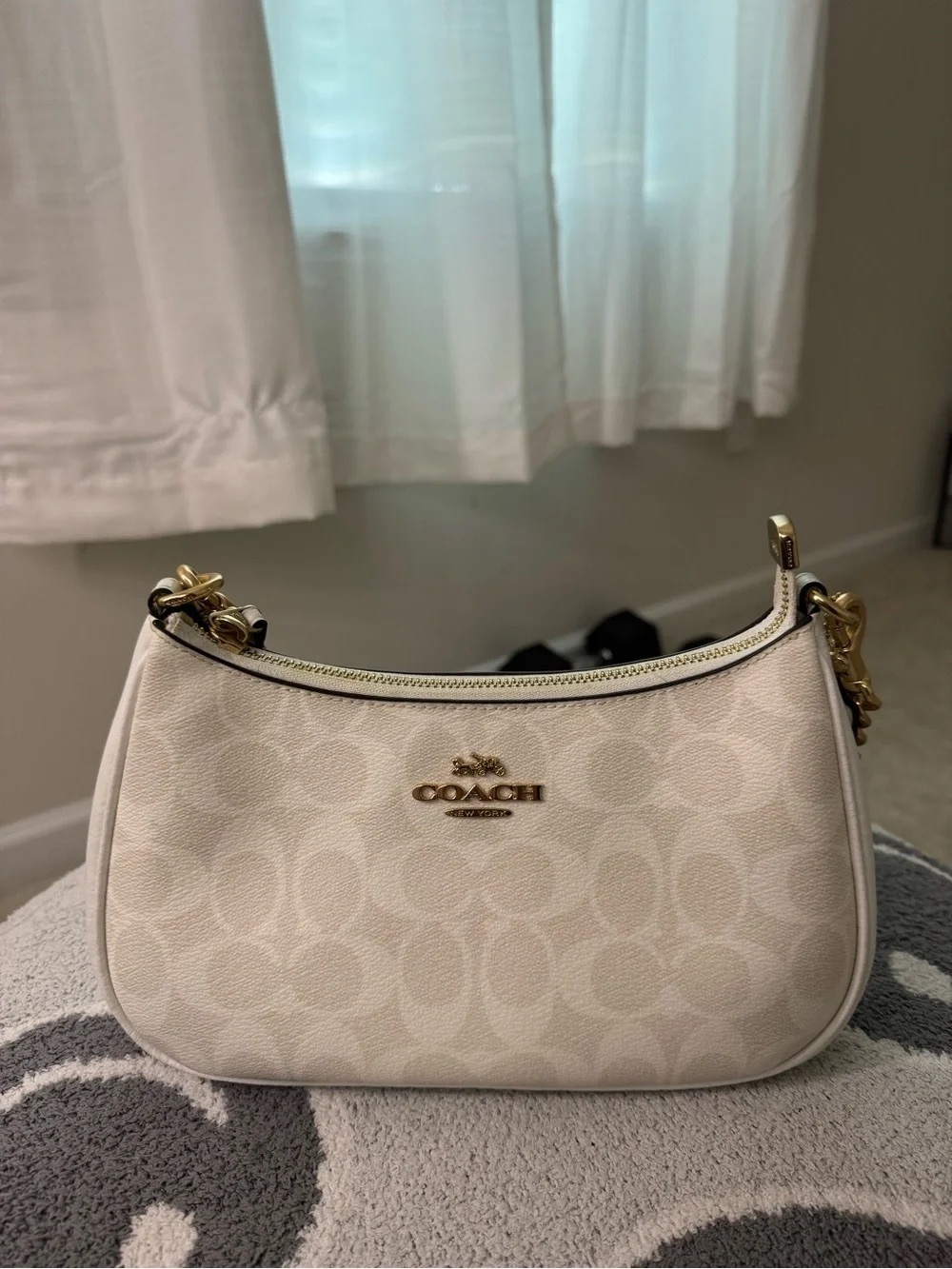 Coach Teri Shoulder Bag White Signature Canvas